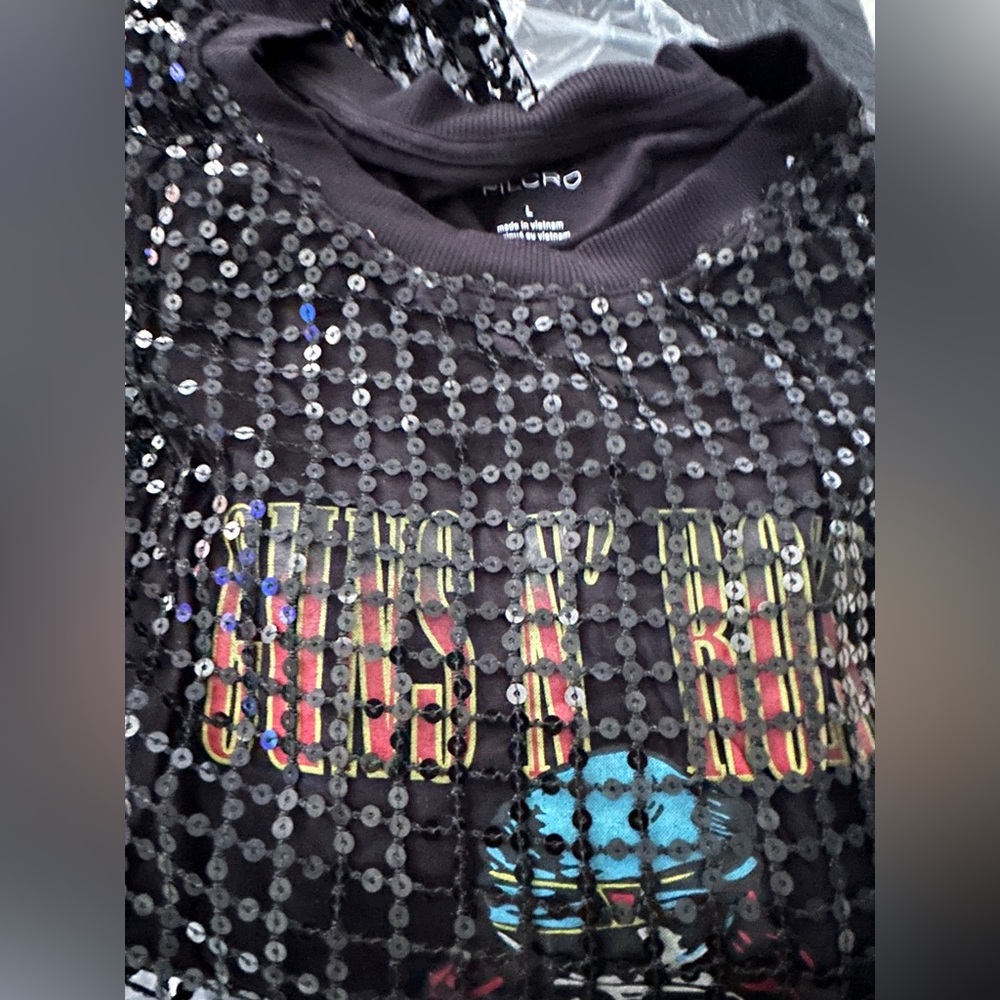 Pilcro guns n’ roses long sleeve shine sequin blouse - Picture 6 of 6